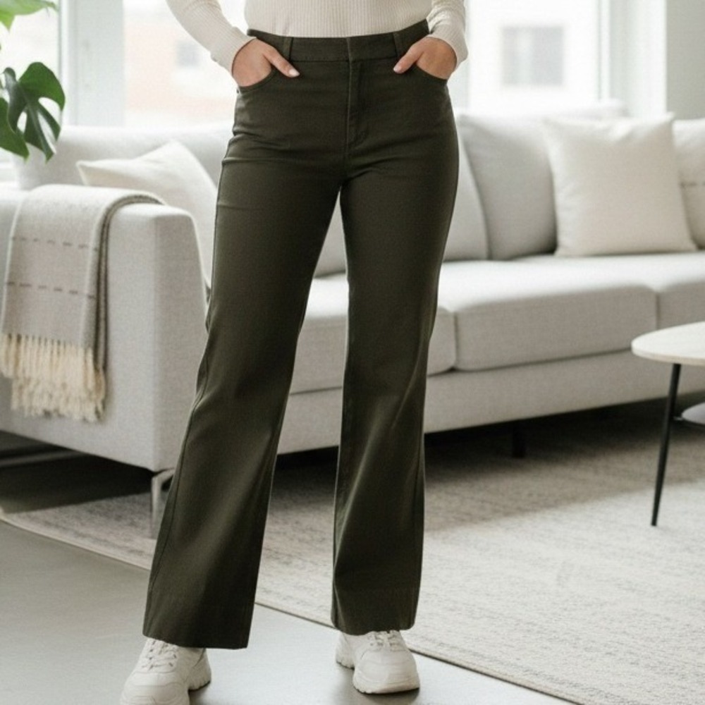 Banana Republic Petite Olive Green Flare Dress Pants - Size 10P